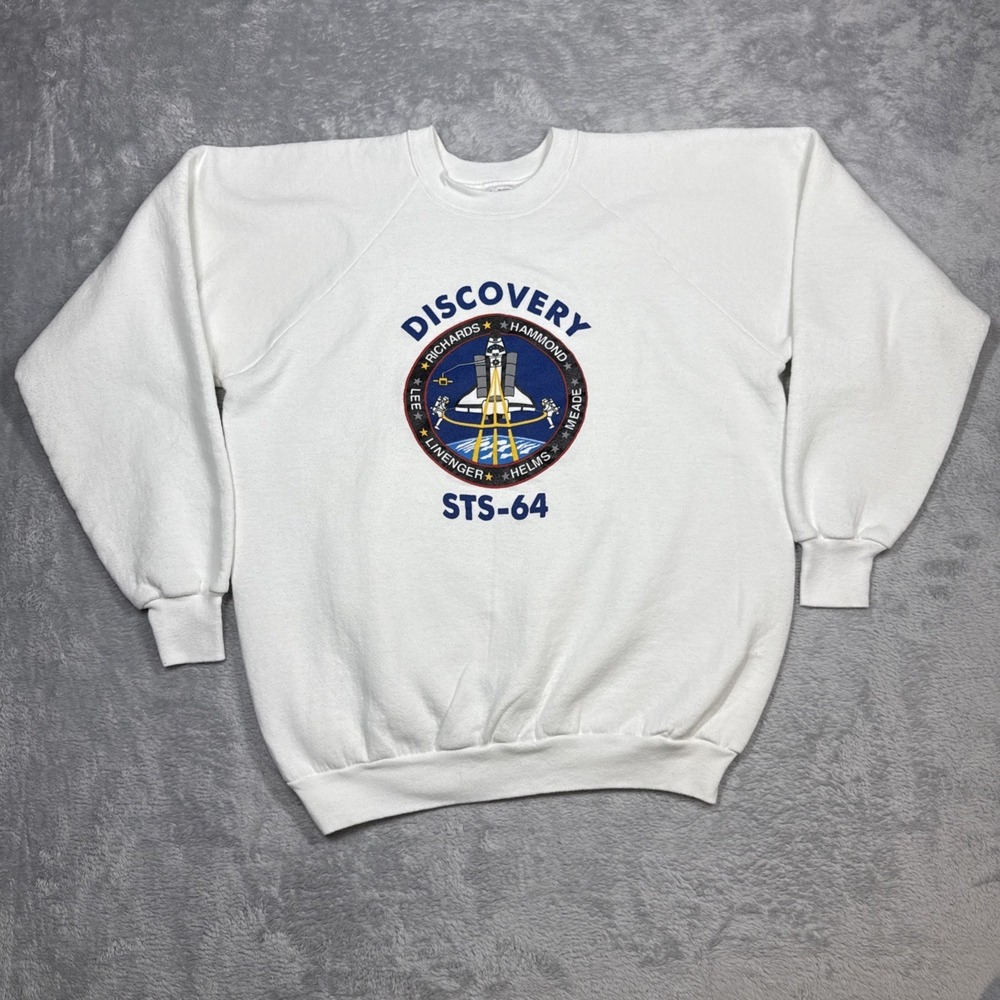 Vintage Space Shuttle STS-64 Sweatshirt Men XL White NASA Crew Raglan FOTL 90s